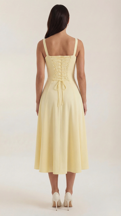 Robe midi lacets élégante femme
