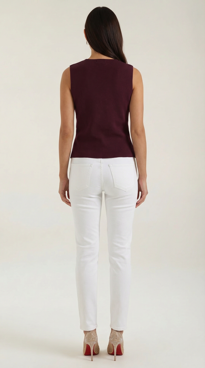 Gilet femme en maille boutonné