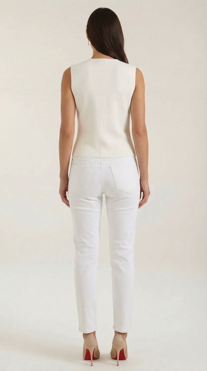 Gilet femme en maille boutonné