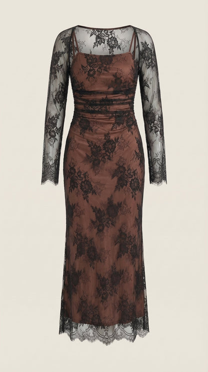 Robe maxi dentelle élégante femme