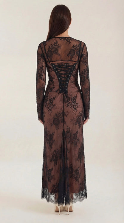 Robe maxi dentelle élégante femme