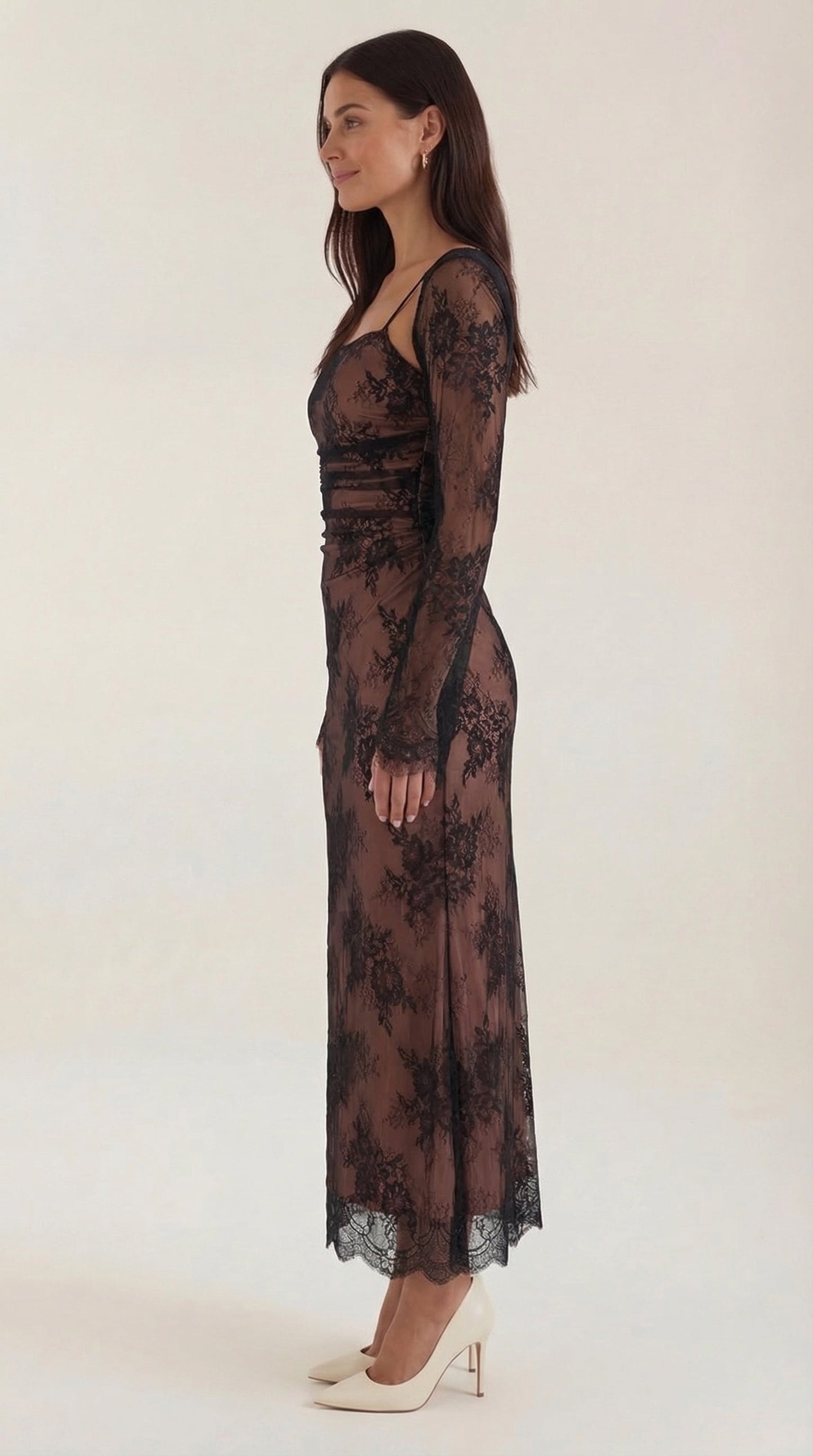 Robe maxi dentelle élégante femme