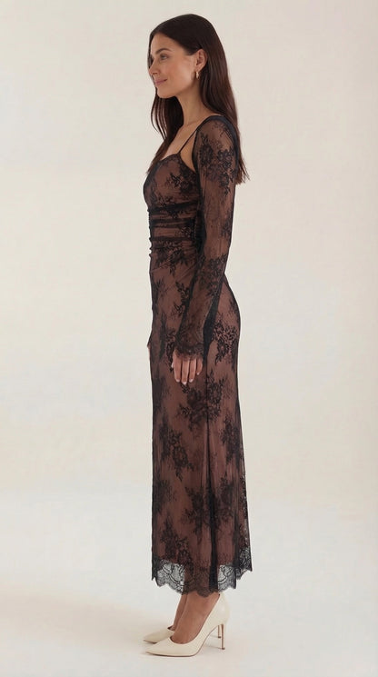 Robe maxi dentelle élégante femme