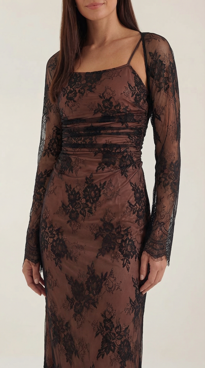 Robe maxi dentelle élégante femme