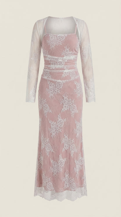 Robe maxi dentelle élégante femme