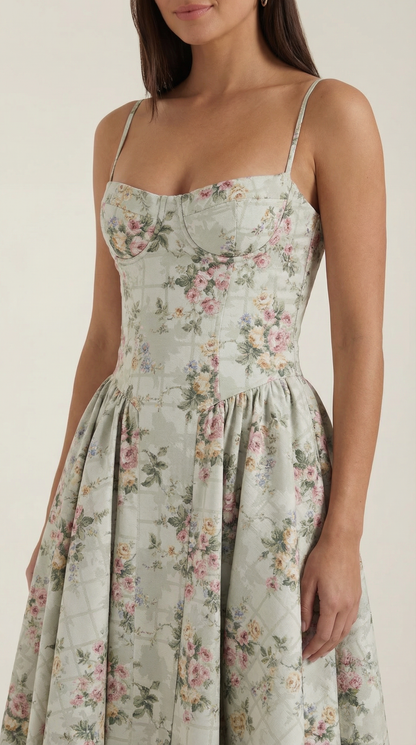 Robe midi corset femme imprimé fleuri