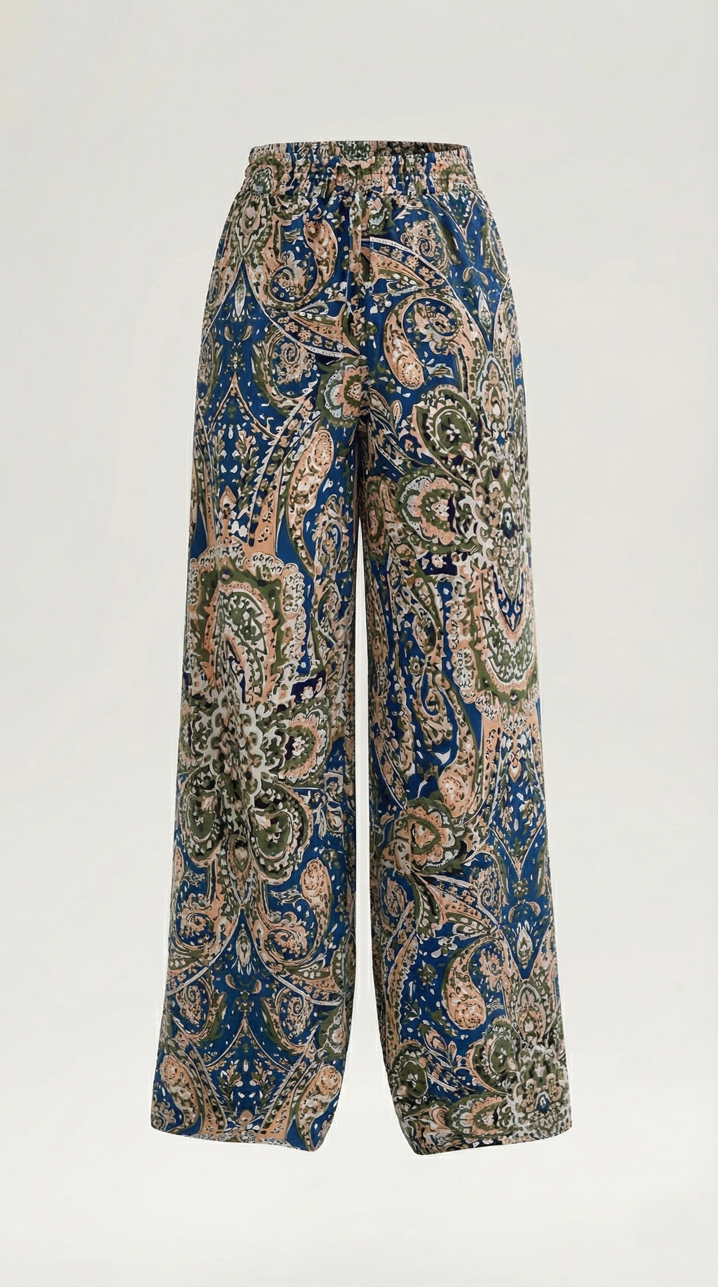 Pantalon large taille haute femme plis devant