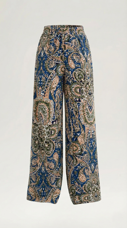 Pantalon large taille haute femme plis devant