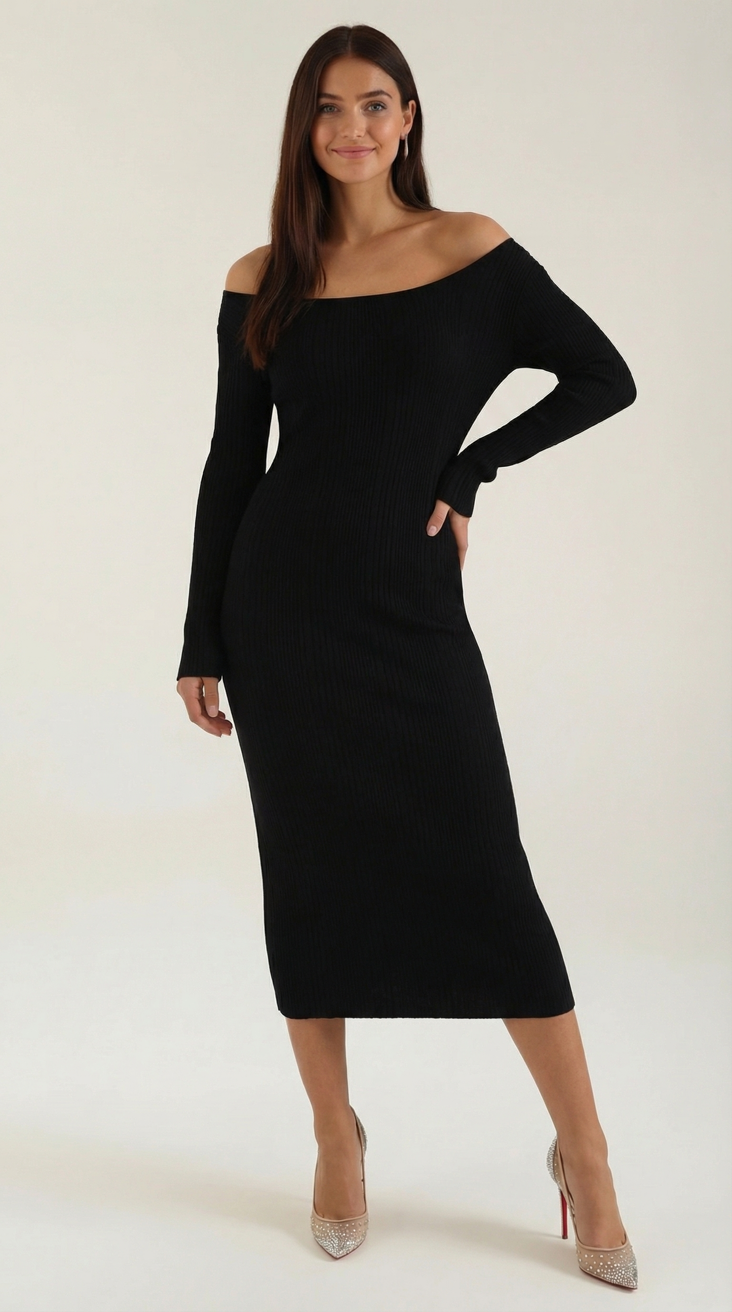 Robe maxi moulante femme épaules dénudées