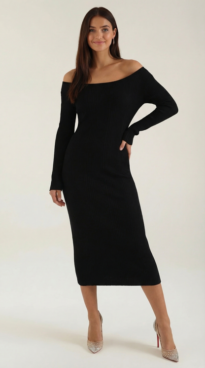 Robe maxi moulante femme épaules dénudées