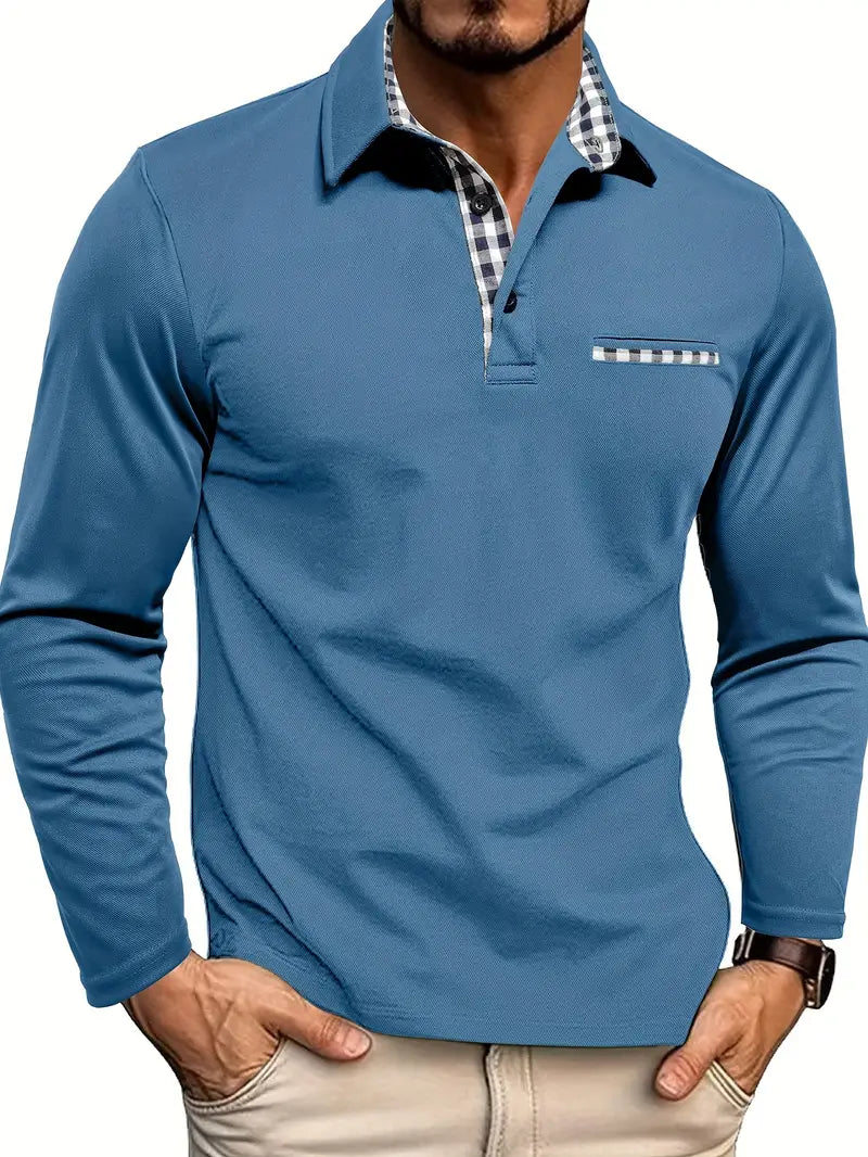 Heren poloshirt met lange mouwen