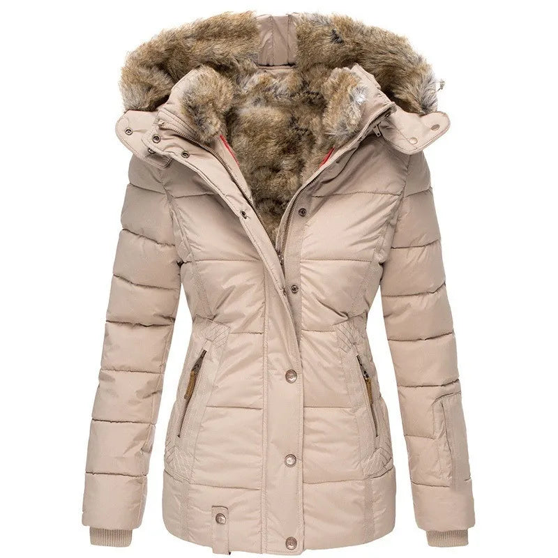 Dames jas met capuchon | faux fur en waterafstotend